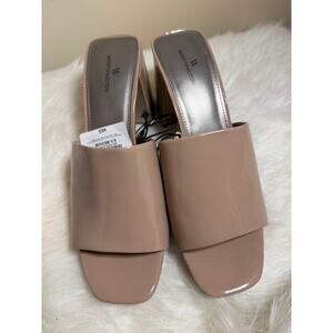 Nude Flat Slide Mules Sandals Size 9.5 NWT